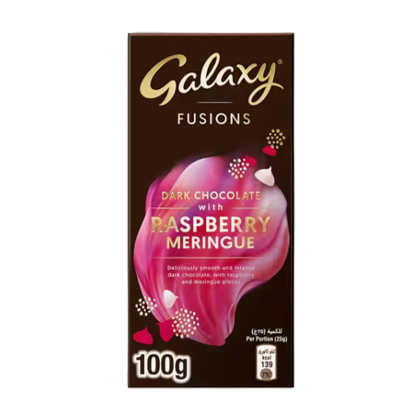 Galaxy Fusions Dark Chocolate Raspberry Meringue Bar 100g